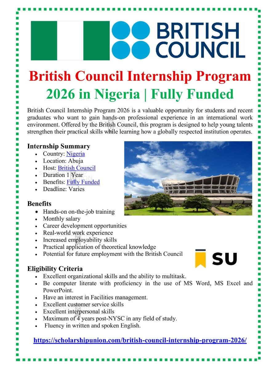 British Council Internship Program 2026 In Nigeria