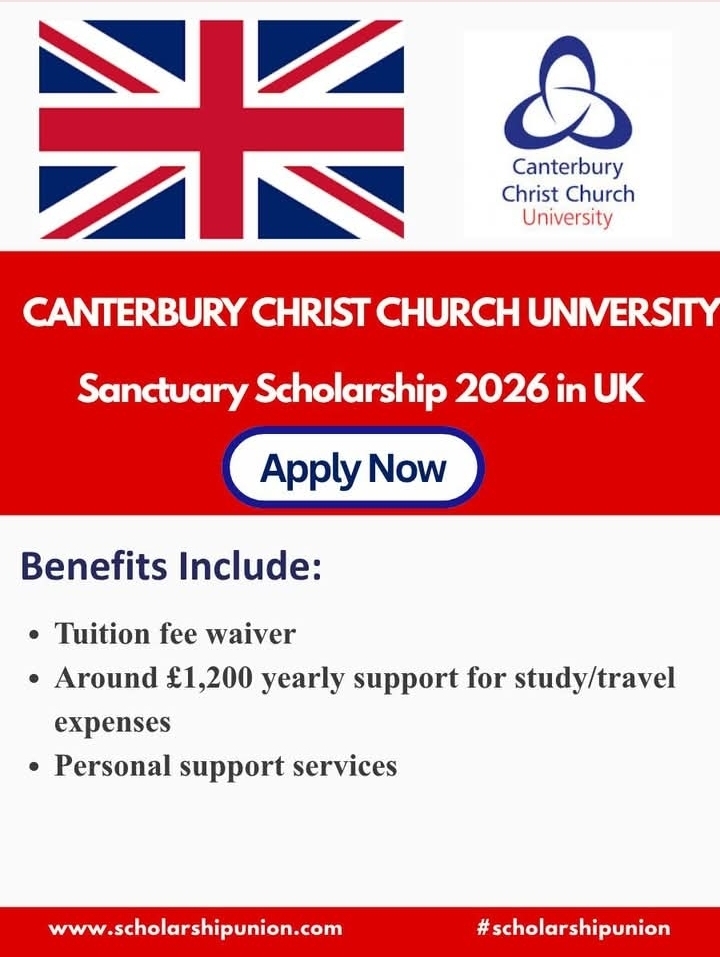 Canterbury Christ Church University Sanctuary Scholarship 2026 in UK
