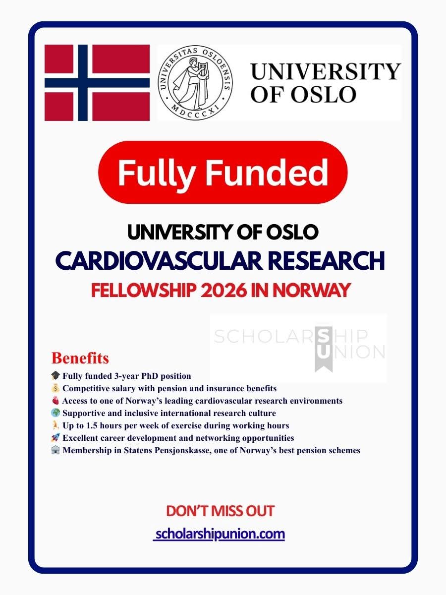 Cardiovascular Research Fellowship 2026 in Norway (Fully Funded)