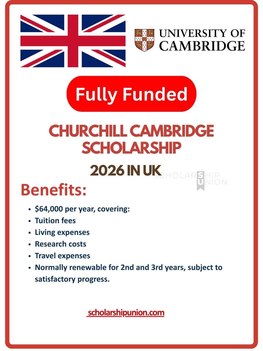 Churchill Cambridge Scholarship 2026 in UK