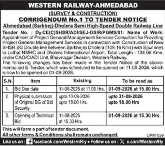Corrigendum Notice for Consultancy Services by WR