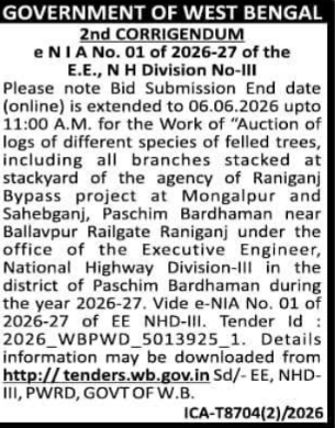 Corrigendum: Tree Log Auction (West Bengal)