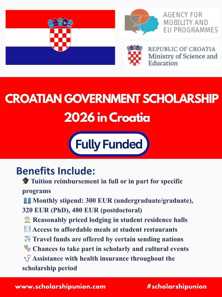 Croatian Government Scholarship 2026 in Croatia