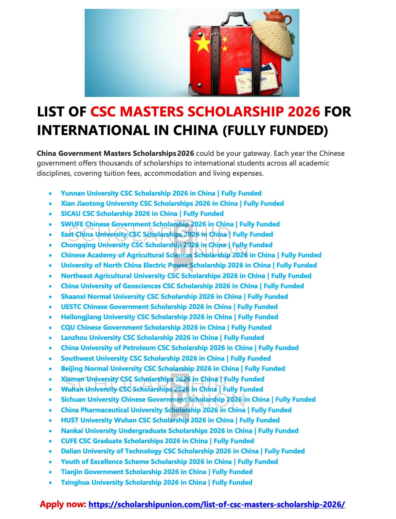 CSC Master Scholarship 2026 In China [FULLY FUNDED]