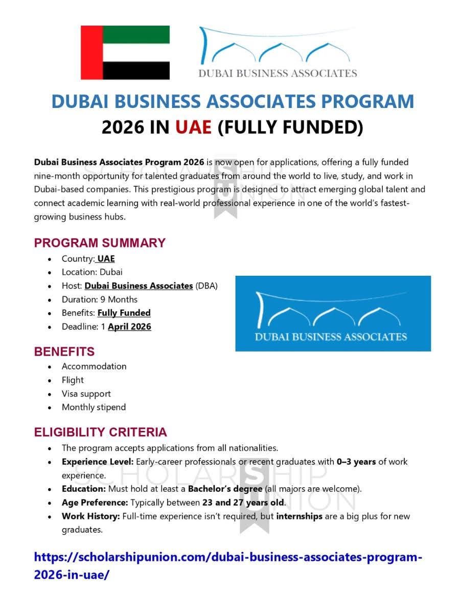 Dubai Business Associates Program 2026 in UAE