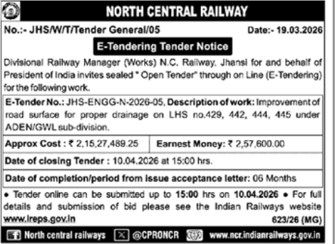 E - Tender Notice - North Central Railway