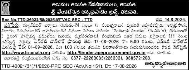 E-Tender Notification for Manpower Services by TTD
