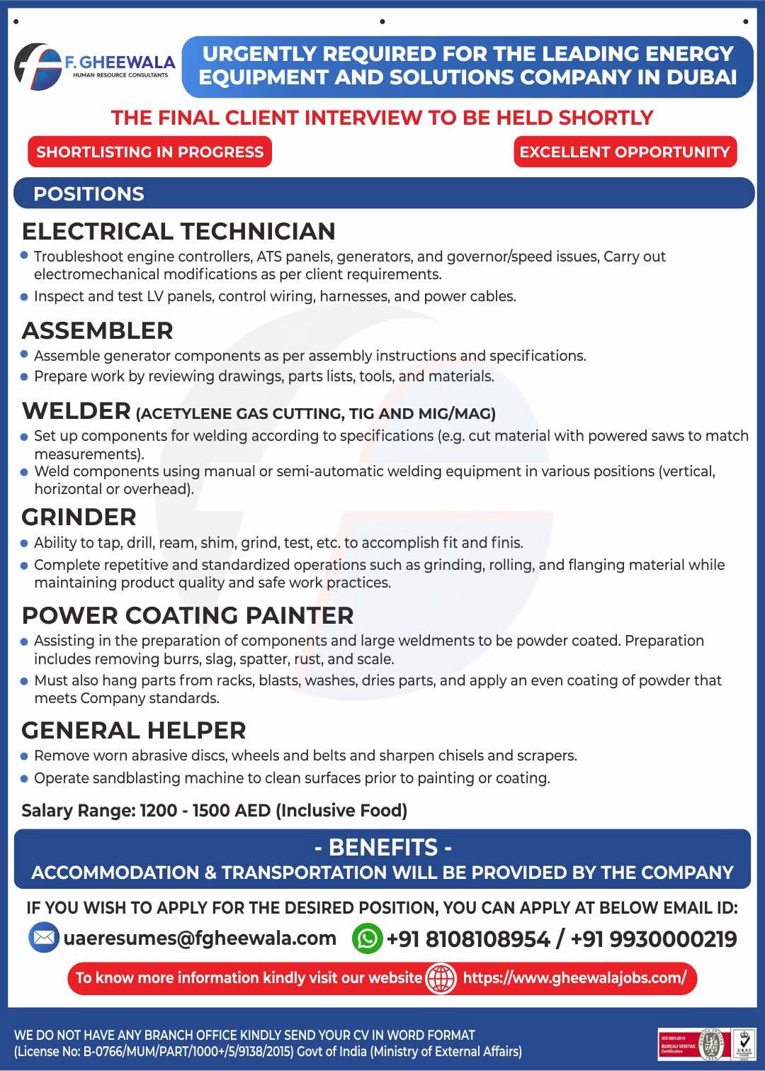 Energy Equipment and Solutions Company Hiring In Dubai