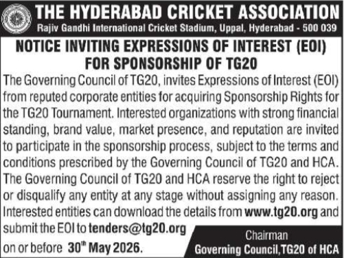 EOI Notice: Sponsorship Rights for TG20 Tournament