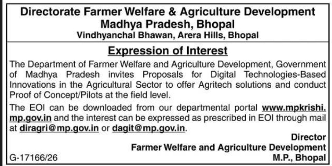 Expression of Interest for Agritech Solutions by Directorate Farmer Welfare