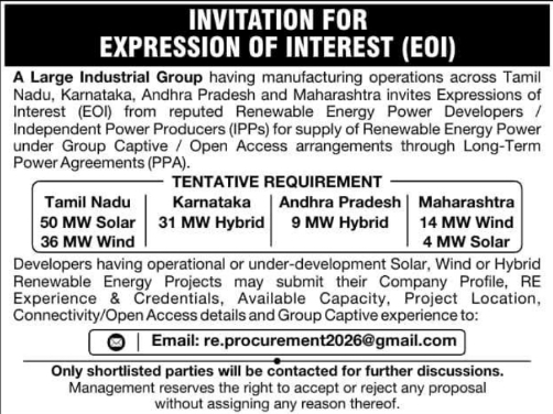 Expression of Interest: Renewable Energy Supply (Multi-State)