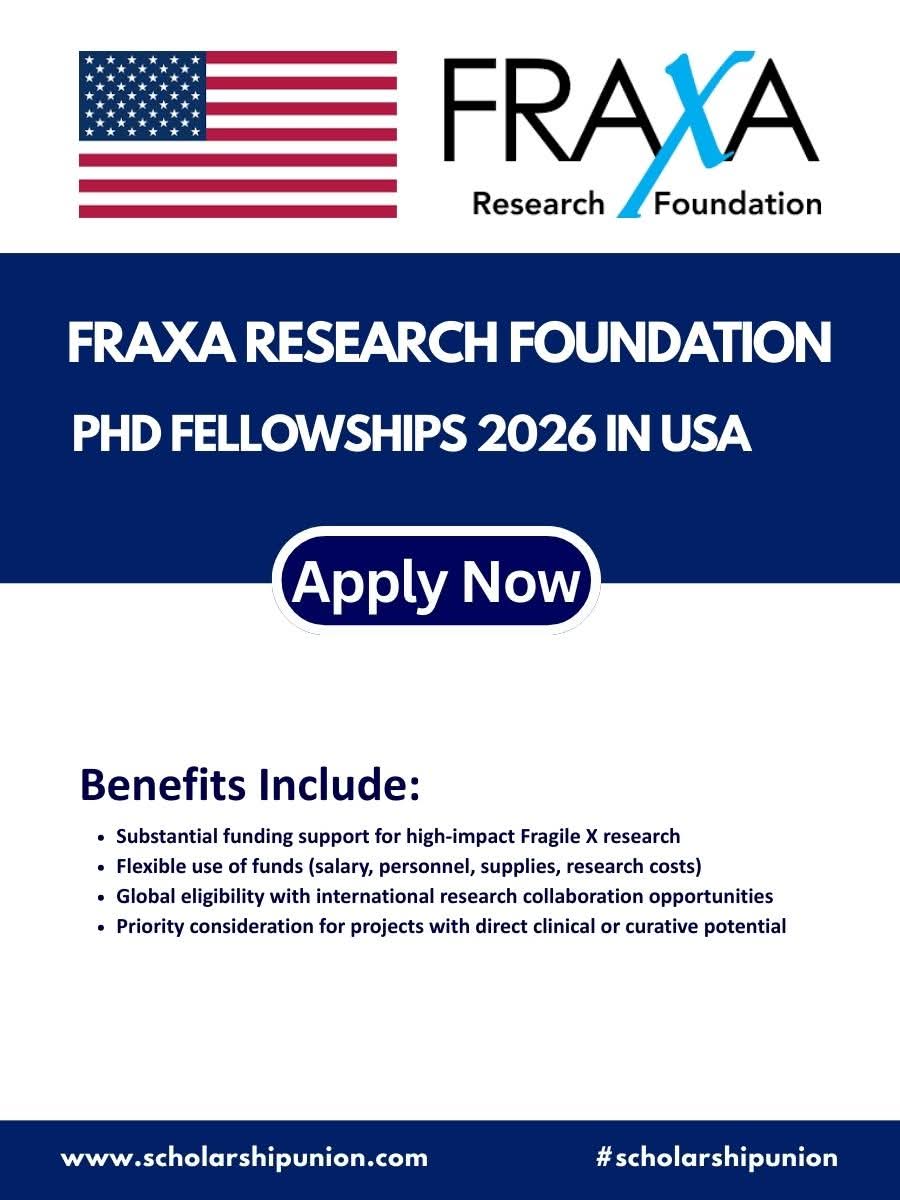 FRAXA RESEARCH FOUNDATION PHD FELLOWSHIPS 2026 IN USA (FULLY FUNDED)