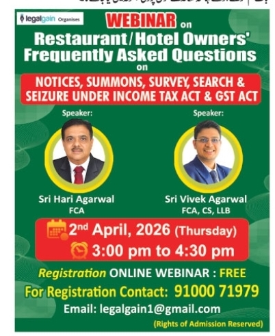 Free Online Webinar for Restaurant And Hotel Owners