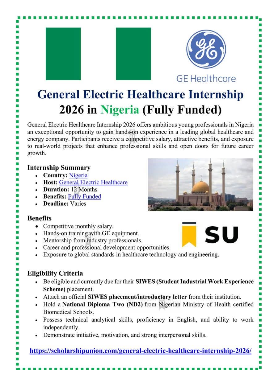 General Electric HealthCare Internship 2026 in Nigeria