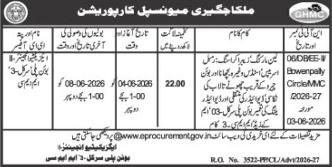 GHMC: Road and Drainage Development Tender