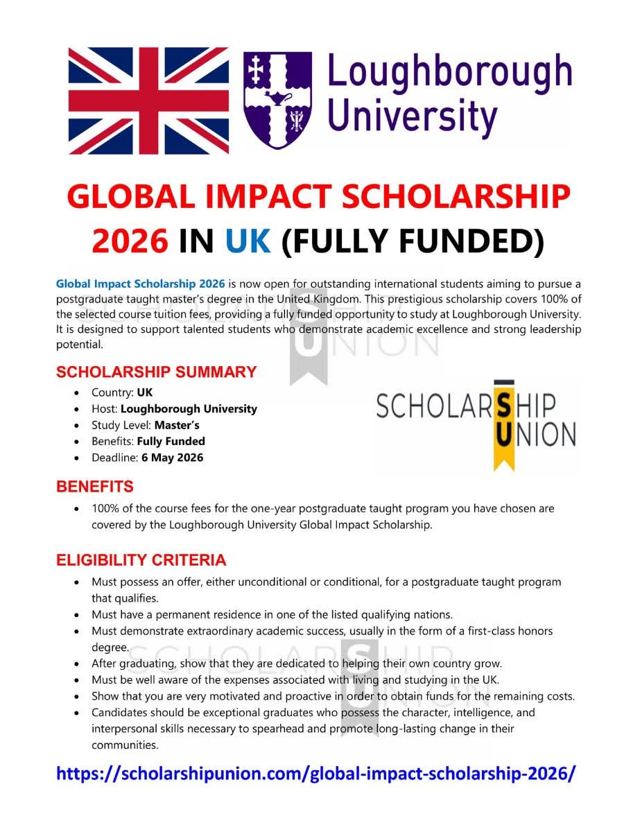 Global Impact Scholarship 2026 In UK