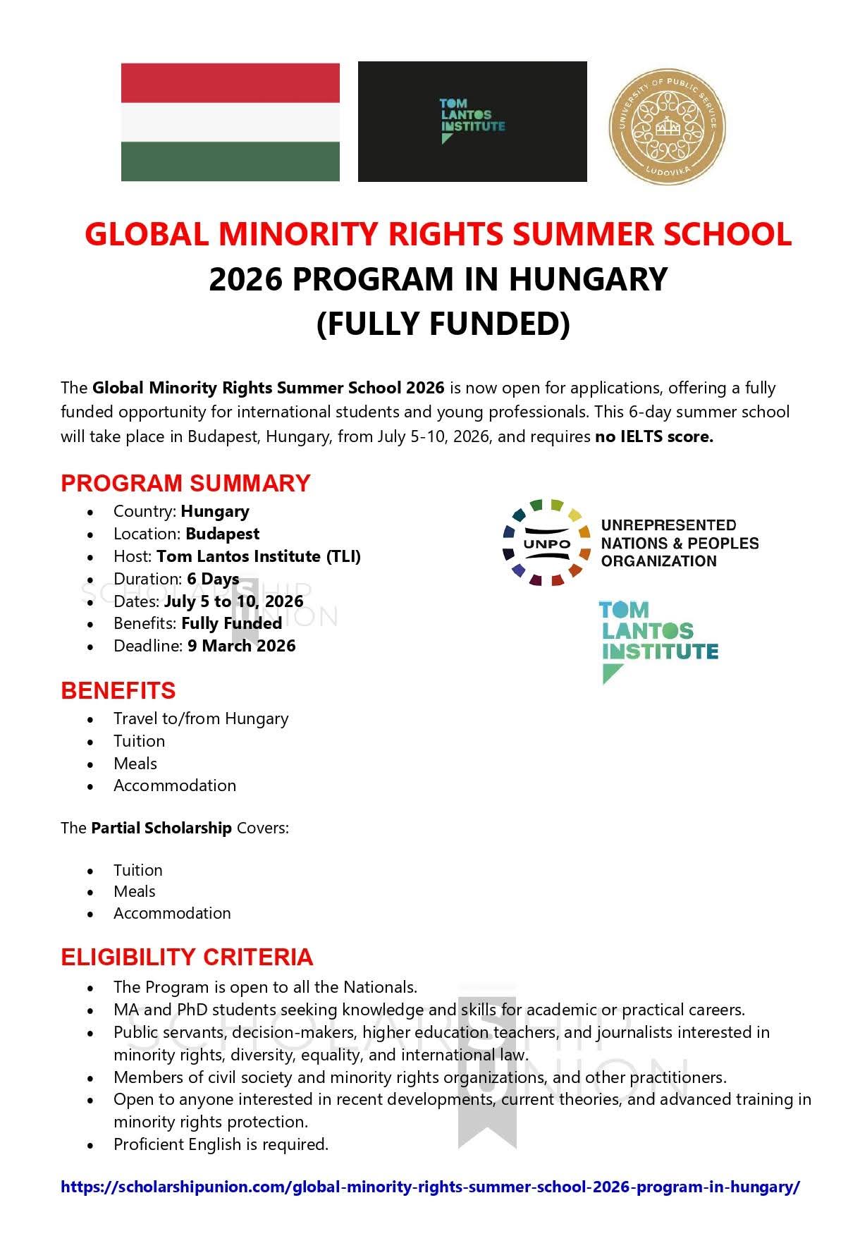 Global Minority Rights Summer School 2026 in Hungary