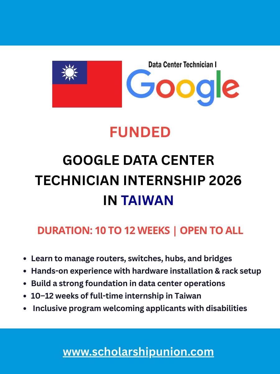 GOOGLE DATA CENTER TECHNICIAN INTERNSHIP 2026 IN TAIWAN
