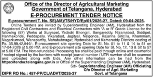 Government of Telangana E-Procurement Tender Notice