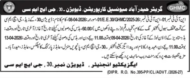 Greater Hyderabad Municipal Corporation Tender Notice