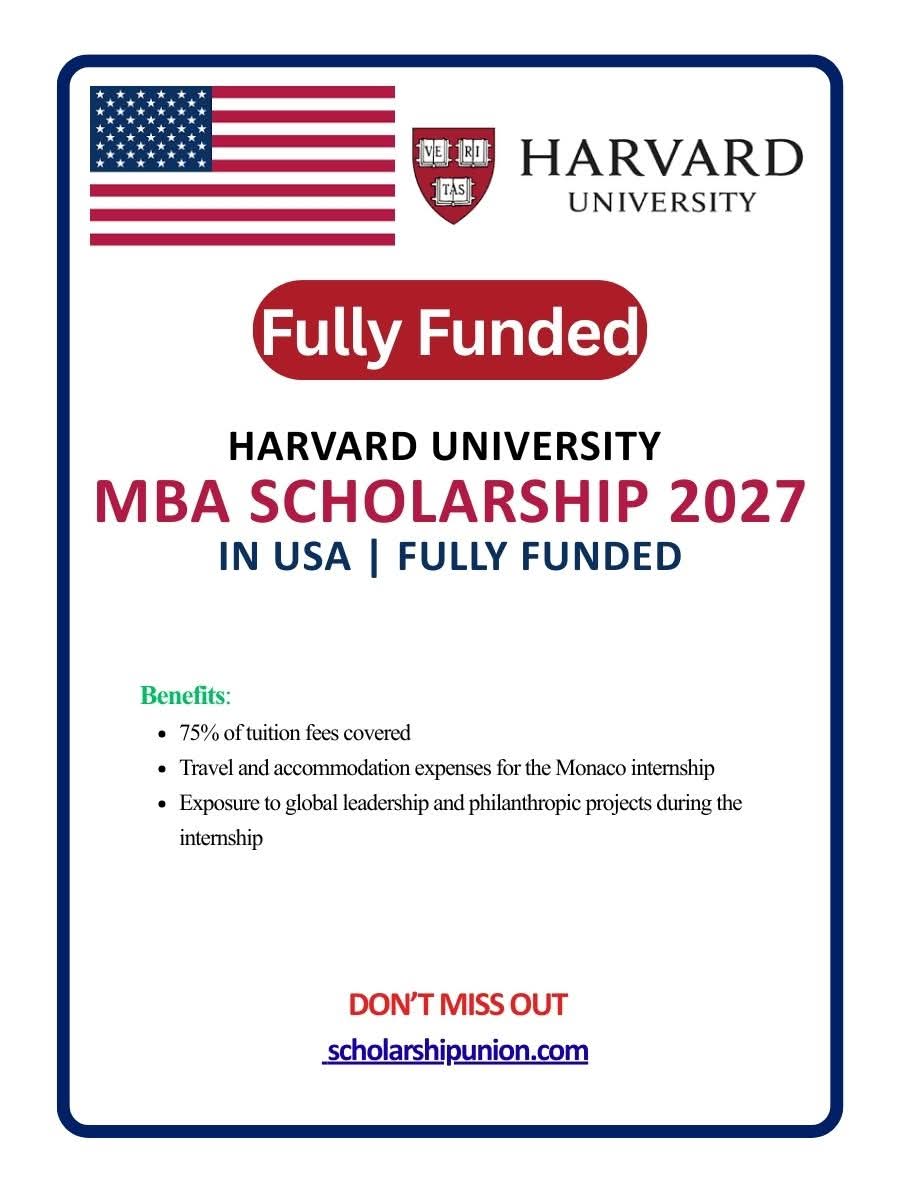 Harvard University MBA Scholarship 2027 in USA
