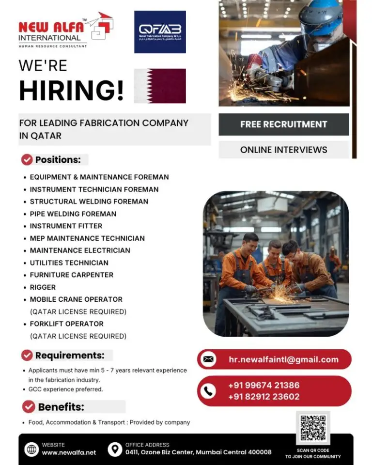 Hiring For A Leading Fabrication Company In Qatar