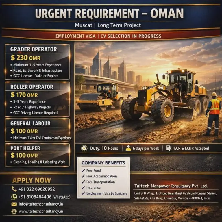 Hiring For Long-Term Project In Muscat, Oman
