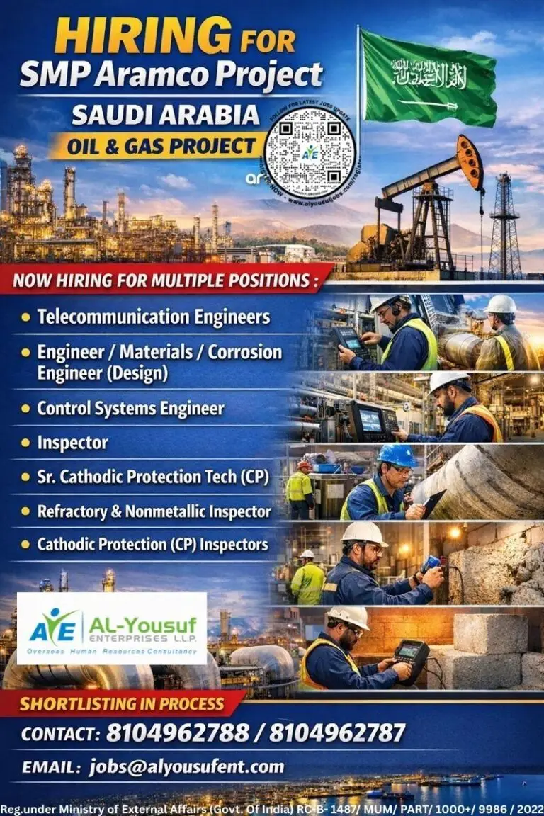 HIRING FOR SMP ARAMCO PROJECT - SAUDI ARABIA
