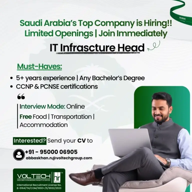 HIRING: HEAD OF IT INFRASTRUCTURE - SAUDI ARABIA
