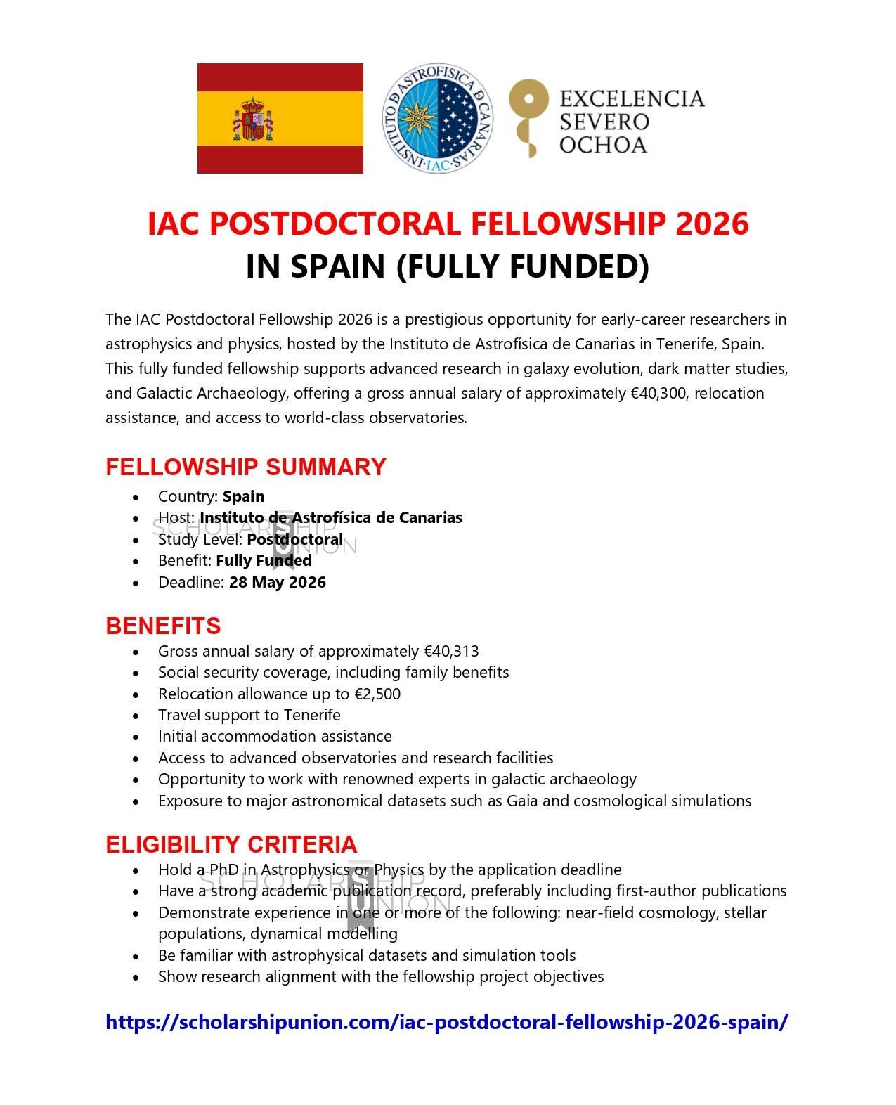 IAC Postdoctoral Fellowship 2026 in Spain