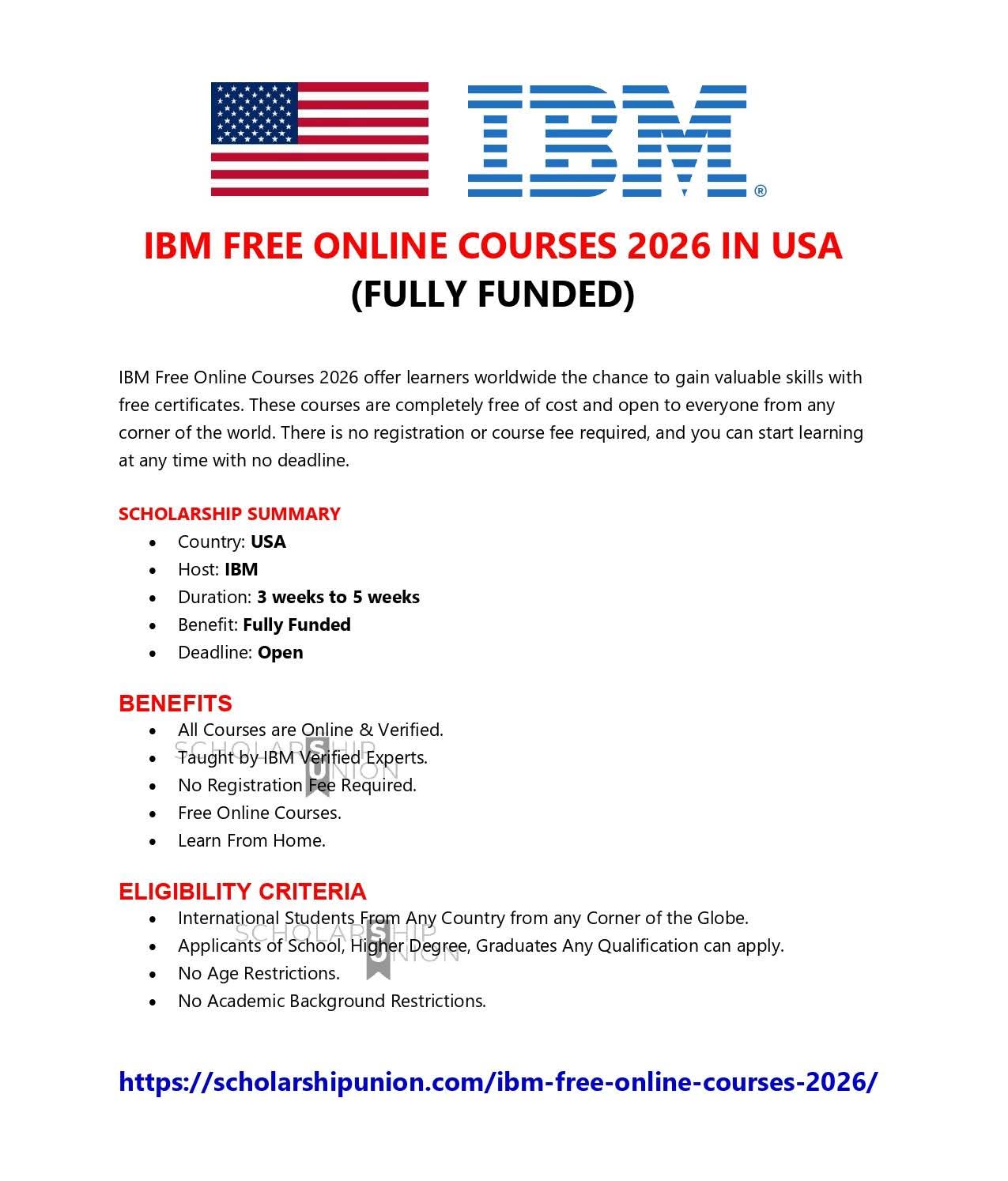 IBM Free Online Courses 2026 In USA