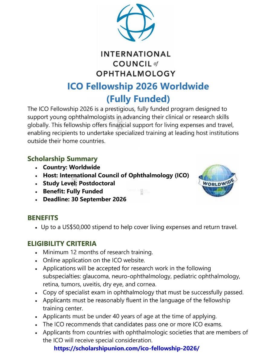 ICO Fellowship 2026 Worldwide