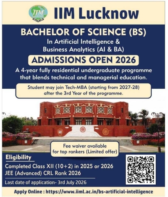 IIM Lucknow: BS in AI & BA Admissions