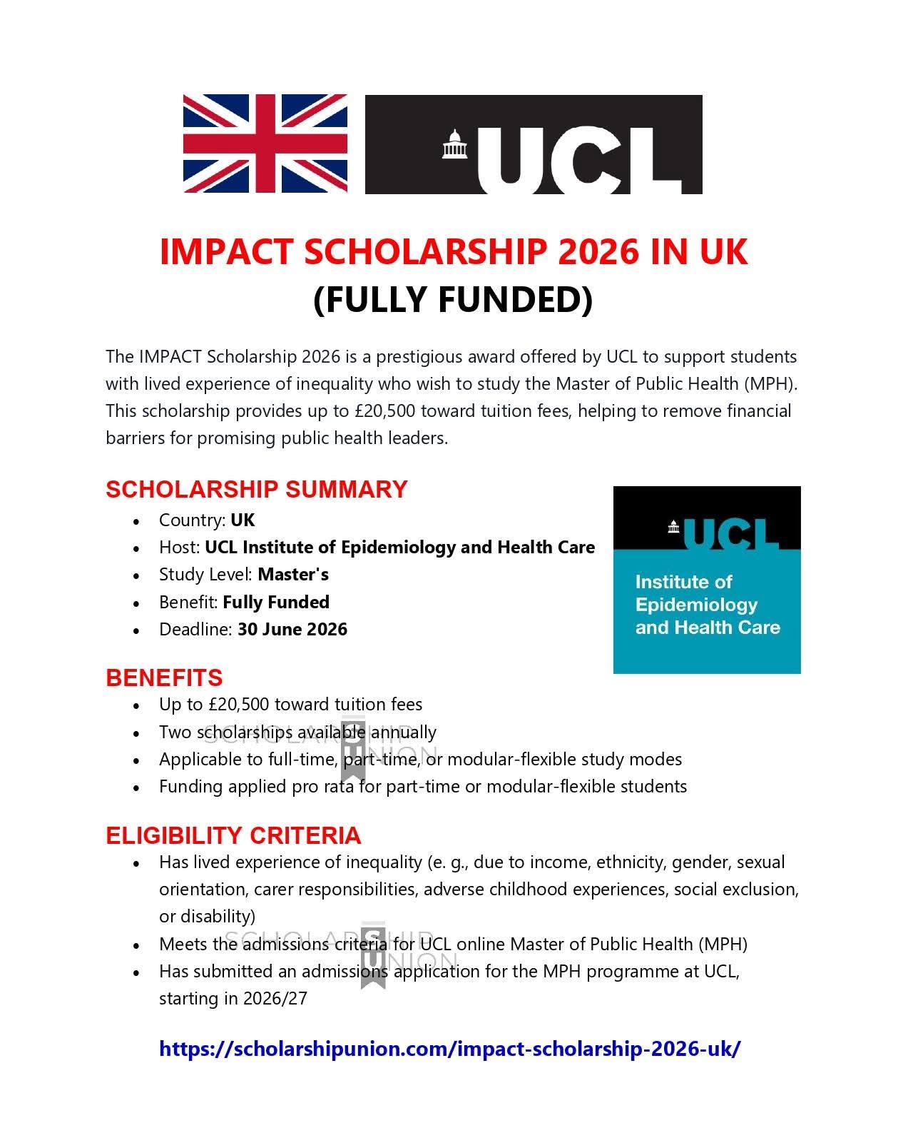 IMPACT Scholarship 2026 in UK