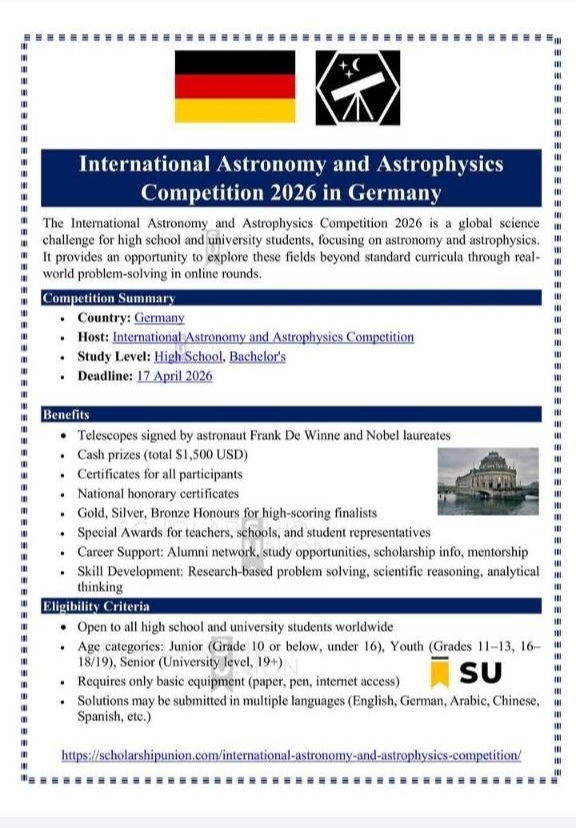 International Astronomy and Astrophysics Competition 2026 in Germany
