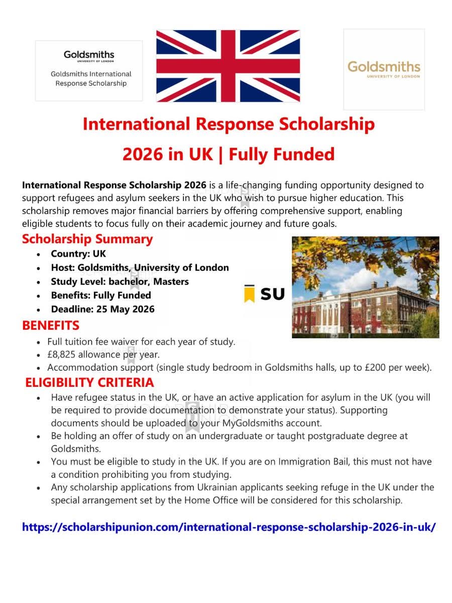 International Response Scholarship 2026 in UK