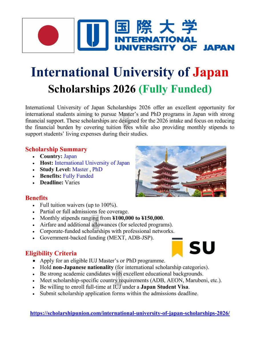 International University of Japan Scholarships 2026