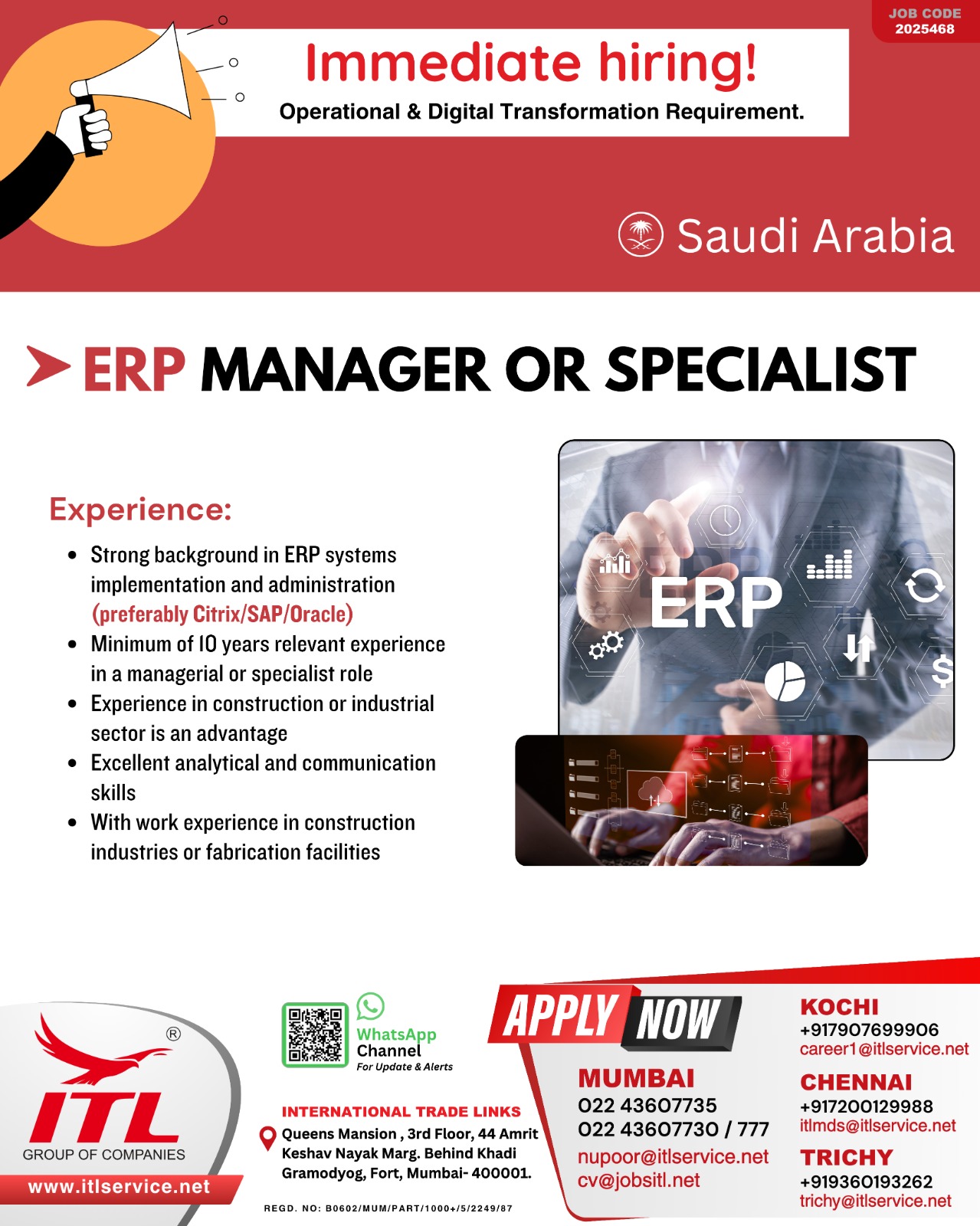 Job Opportunity In  Saudi Arabia