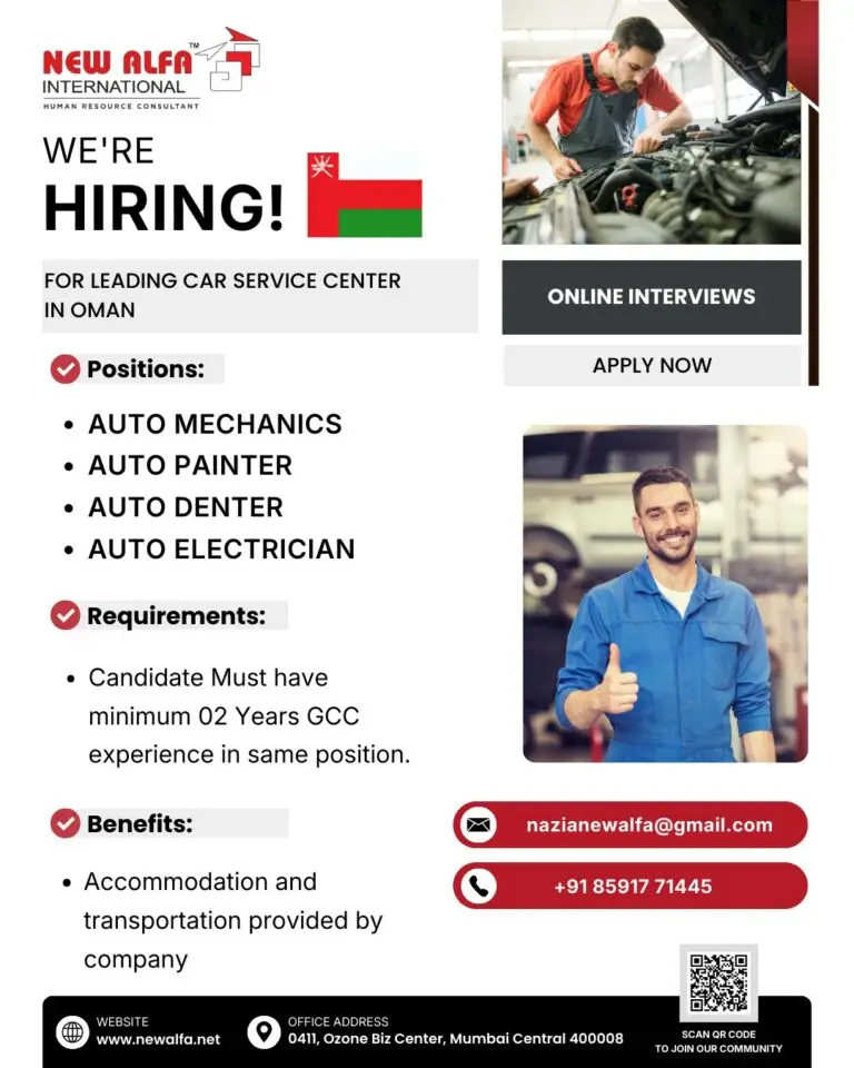 JOB VACANCIES IN OMAN – AUTO SERVICE CENTER
