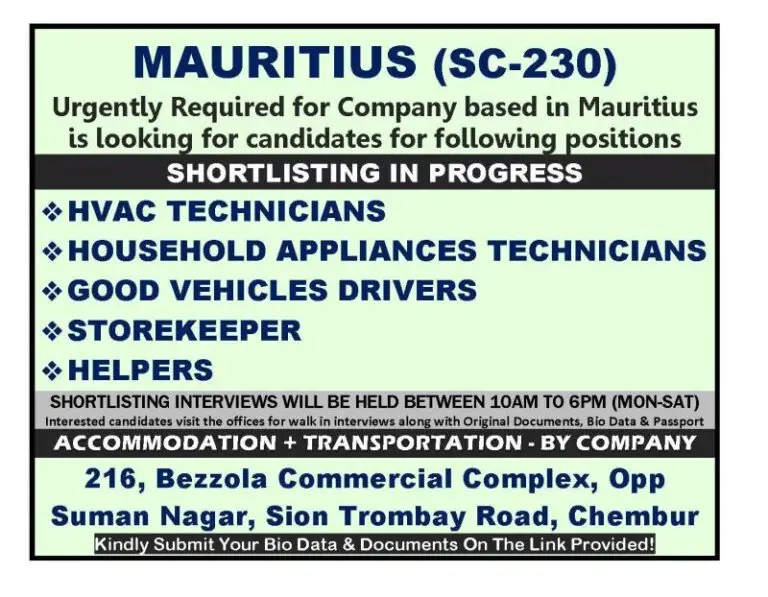 JOBS IN MAURITIUS