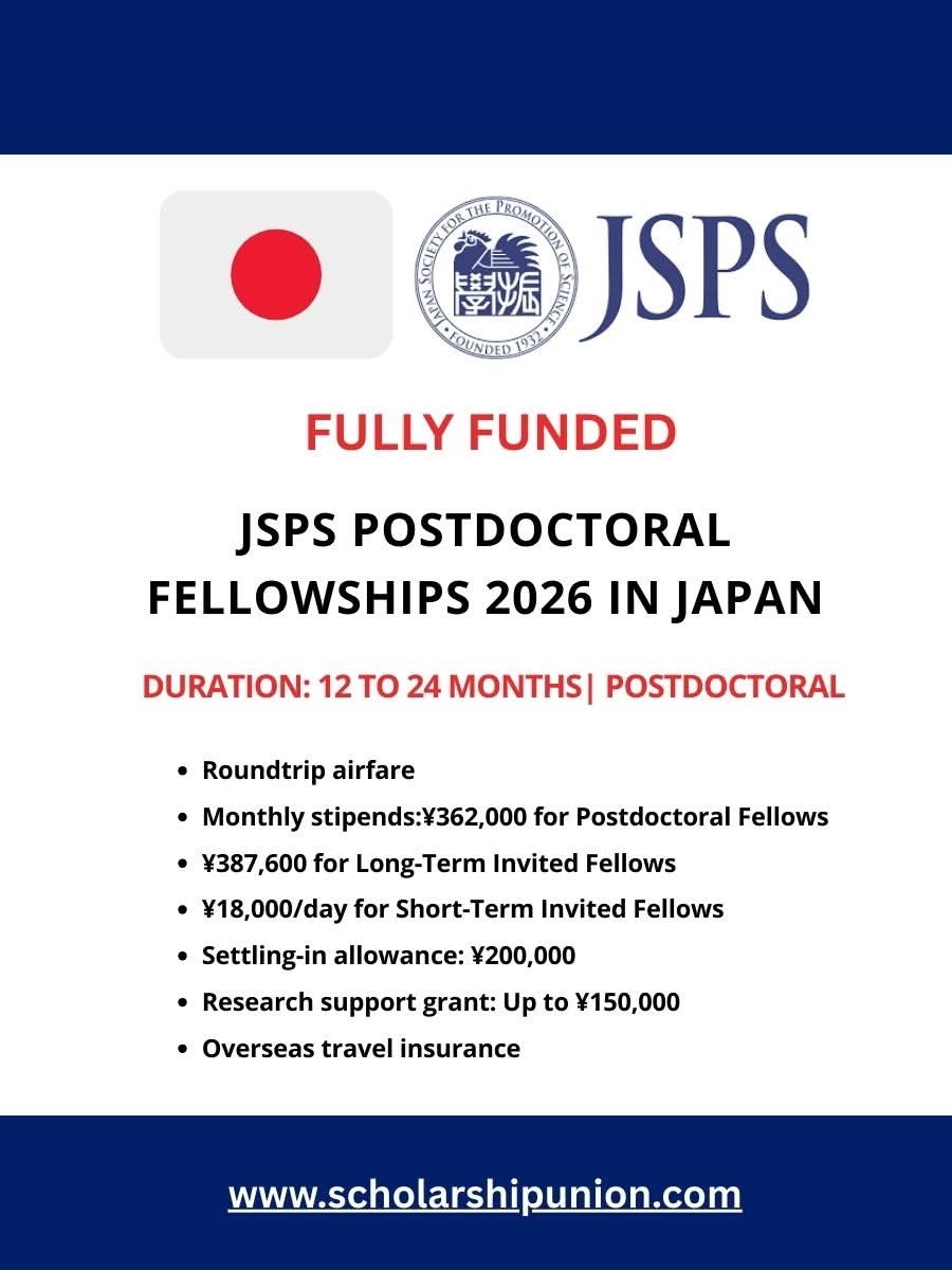 JSPS Postdoctoral Fellowships 2026 In Japan