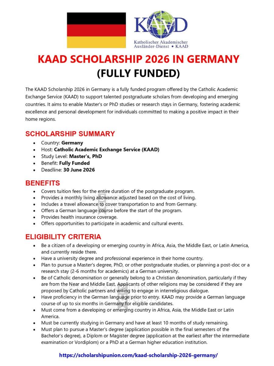 KAAD Scholarship 2026 in Germany