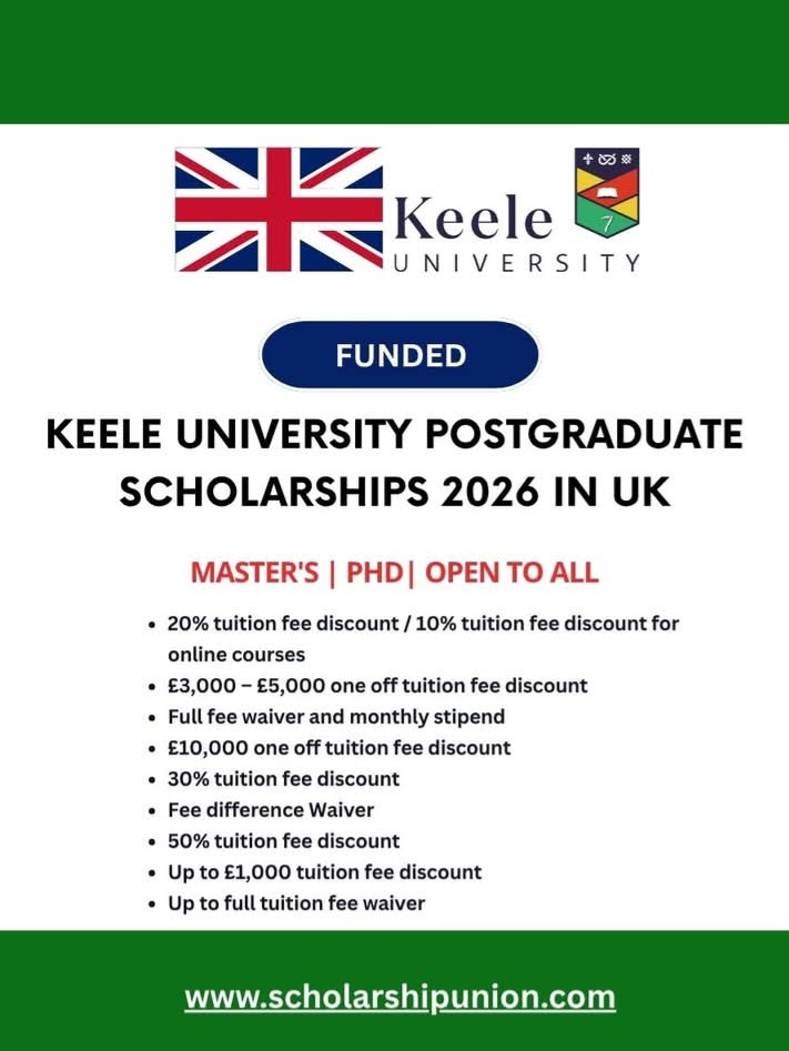 Keele University Postgraduate Scholarship 2026 in UK