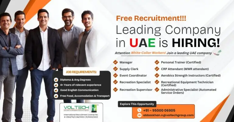 LEADING COMPANY : HIRING IN UAE [FREE RECRUITMENT]