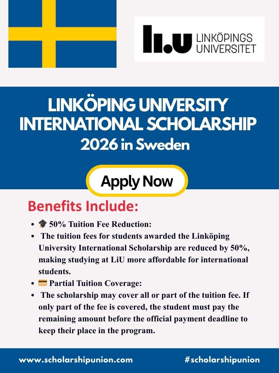 Linkoping University International Scholarship 2026 in Sweden