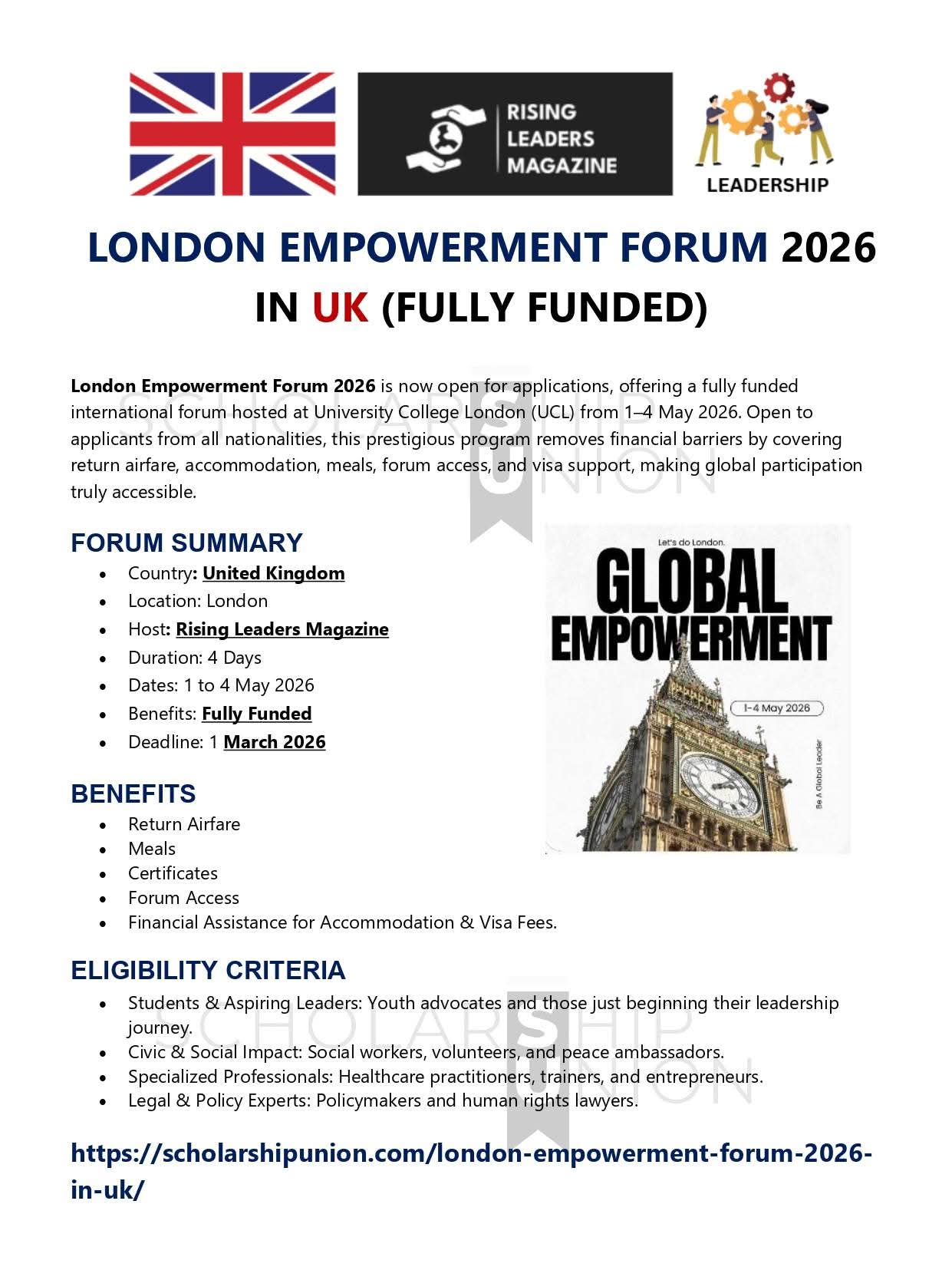 London Empowerment Forum 2026 | Fully Funded