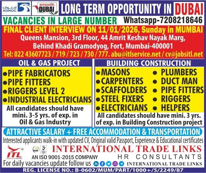 LONG-TERM JOB VACANCIES IN DUBAI, UAE