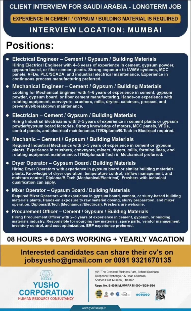 Long Term Jobs in Saudi Arabia