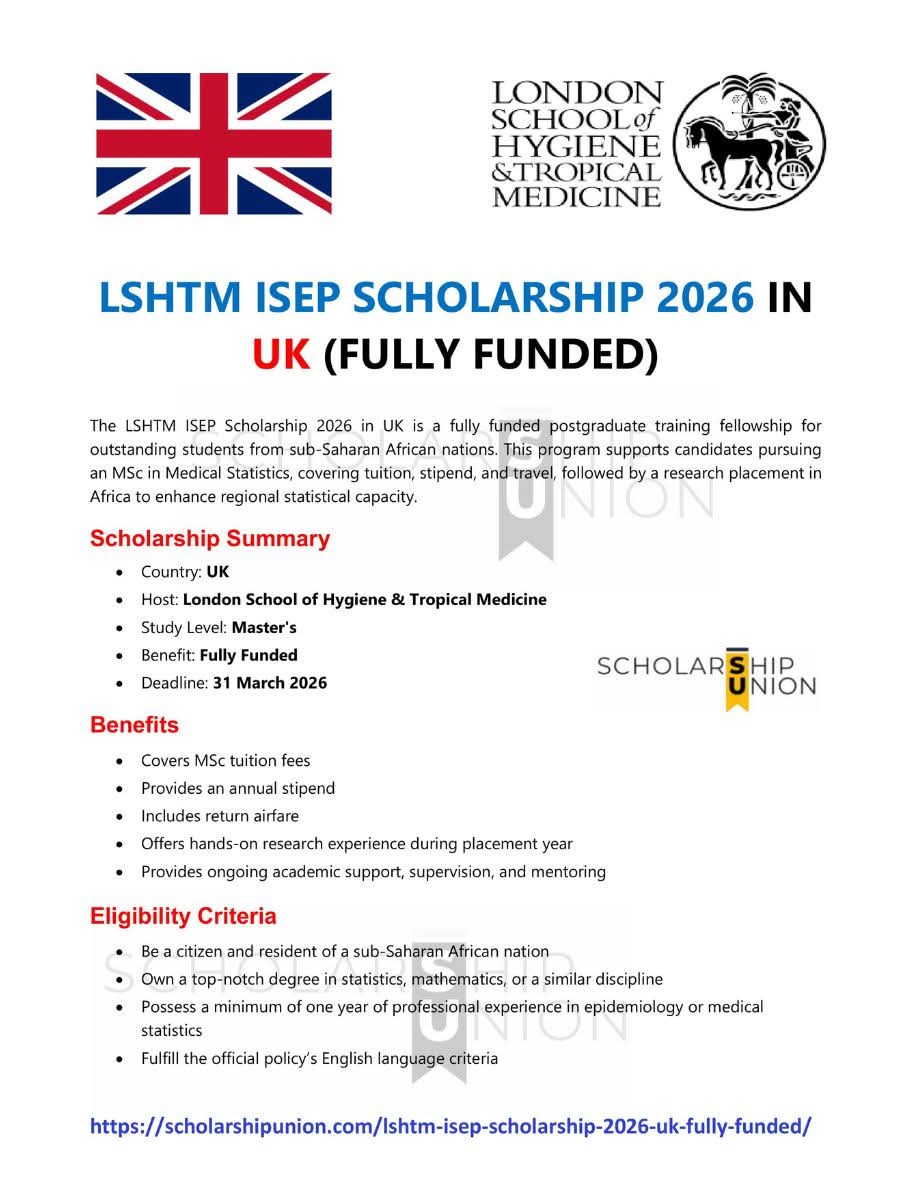 LSHTM ISEP Scholarship 2026 in UK