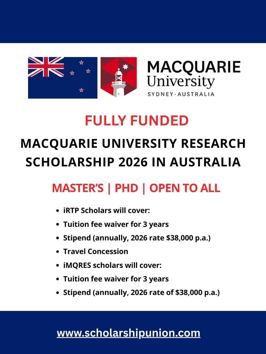 Macquarie University Research Scholarship 2026 In Australia